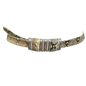 LEATHER SHOP Genuine Snake Belt With Silver Buckle Details. Size Large